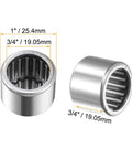 Needle Roller Bearing Drawn Cup Open End SCE1212 3/4 Inch Bore 1 Inch OD 3/4 Inch Width shown from side and front view
