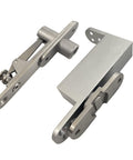 Hidden Self Closing Pivot Door Hinges With 360 Degree Swing Stainless Steel Concealed Door Hardware for wood doors, shown in parts
