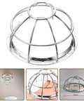 Rock Solid Iron Smoke Detector Guard With Slick Silver Mesh Anti Tamper Fire Safety Shield And Sprinkler Protection Cage Easy Install Ceiling 2 Pack Set shown from above, measuring 132mm wide and 65mm high.
