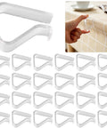 24 Pack Transparent Tablecloth Clips, Windproof Plastic Table Cover Clamps For Home Parties Weddings Outdoor Picnics Indoors shown in use