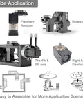 High-Precision Hollow Rotary Actuator for Industrial Automation with Nema 43 stepper compatibility shown with planetary reducer and gearboxes