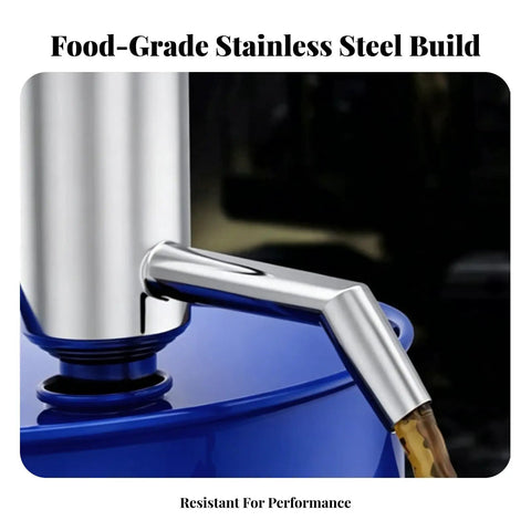 304 Stainless Steel Manual Drum Pump Hand Operated Oil Extractor Transfer With Side Outlet, close-up view, showcasing food-grade stainless steel.
