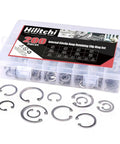 Internal Circlip Snap Ring Kit 200-Piece 15-Size Assortment in 304 Stainless Steel with case and rings displayed