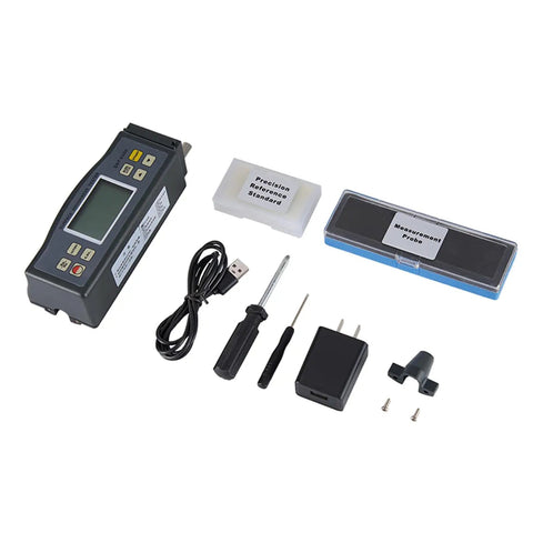 Pro Grade Digital Surface Roughness Tester for Ra and Rz, Compact Gauge ISO DIN ANSI JIS Compliance with accessories