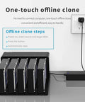 No Sweat Tool Free USB 3.0 HDD Docking Station For SATA Hard Drives Up To 50TB shown with multiple drives connected for offline cloning.