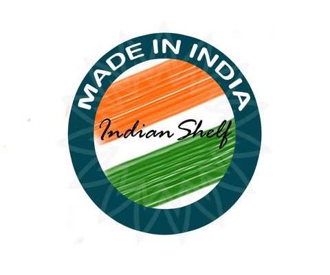 Made in India badge featuring the Indian flag colors and text 'Indian Shelf' for branding purposes.