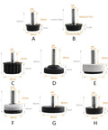 Various sizes of 10 Pack Adjustable Screw In Furniture Leveling Feet With Round Floor Protectors, Heavy Duty Glides For Tables Chairs Cabinets