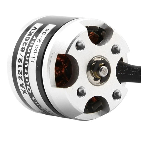 XA2212 brushless drone motor with 1400KV for RC planes and quadcopters, showing smooth aluminum housing and wires