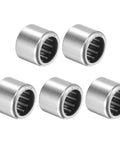 Set of 5 SCE78 Needle Roller Bearings with 7/16 inch bore, 5/8 inch OD, and 1/2 inch width, made from beefy chrome steel.