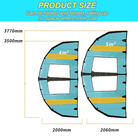 Product size comparison of Handheld Inflatable Hydrofoil Wing Kite For Wind Foiling 5 Square Meters With Window Design