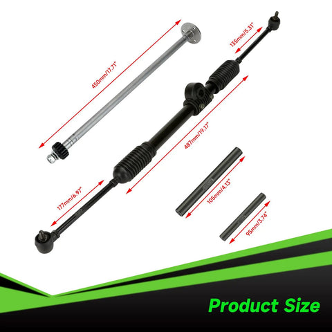 Go Kart Steering Gear Assembly DIY Ready Compatible With Coleman KT196 CK196 RTK200 with dimensions and components shown