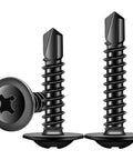 Self Tapping Metal Screws Kit Size Eight In 410 Stainless Steel Black Oxide Truss Head One Half Inch And Three Quarters Inch 100 Count