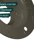 Heavy Duty 6 Volt Deer Feeder Replacement Funnel With Waterproof Metal Construction And Protective Powder Coat Finish close-up with droplets.