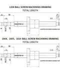 Premium SFU1610 Ball Screw Kit With Single Nut 53 Inches Long Super Smooth Rails High Load Efficiency For Serious DIY Makers And Pros. technical drawing with 12 and 16mm ball screw ends