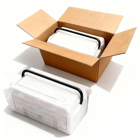 Rock Solid Cantilever Tool Box With Fold Out Three Tier Five Tray Steel Organizer Slick Stackable Frame unpacked from a box.