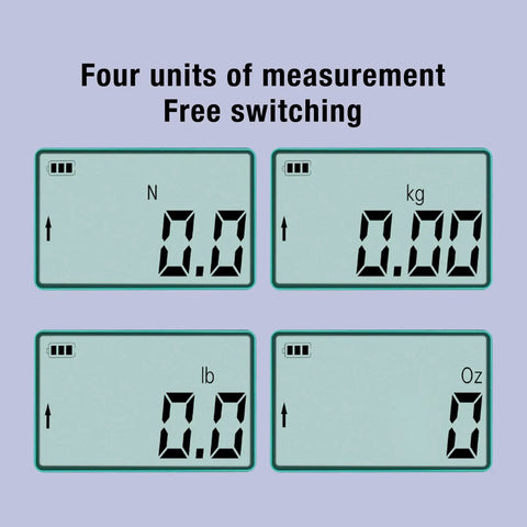 Digital Force Push Pull Tester 2N Dynamometer With Large LCD Display, Real Time And Yi Mode, 0.2 Kg Capacity, 0.45 Lb, Industrial Scientific Testing, Alarm Buzzer When Limits Exceed with four measurement units