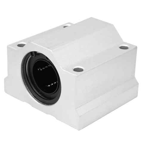 25mm Linear Bearing Slide Block For CNC Machinery And Industrial Equipment, aluminum block with sandblasted finish, front view