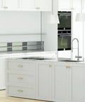 Modern kitchen featuring Top Tier Two Tone Cabinet Knobs Six Pack Brushed Nickel And Gold Square Handles for stylish cabinetry.