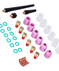 Forty Piece TIG Welding Torch Accessories Kit Featuring Boss Level Ceramic Collets And Alumina Nozzles Plus Clean Flow Gas Lens Cups For WP And Miller Diamondback Shop Tools Heavy Duty Gear components including nozzles and collets.