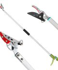 Cut And Hold Pole Pruner With 4 Point 2 Foot Reach And 180 Degree Rotating Handle, Easy Grip SK5 Steel Blade Cuts Up To Half Inch