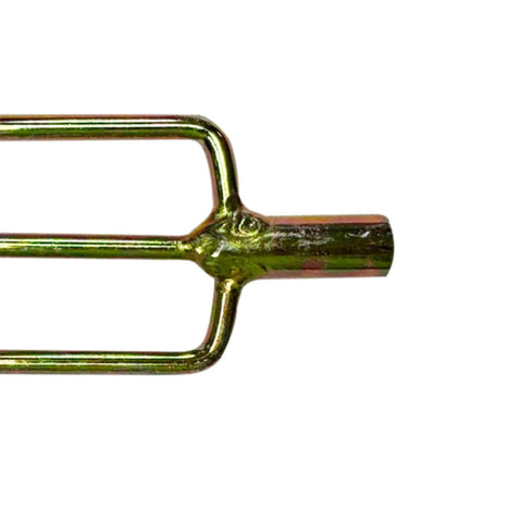 Pro Grade Three-Prong Spearfishing Harpoon Tip 8mm Stainless Steel With Chrome Gold Barbed Fork Finish, side view