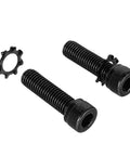 Replacement Allen Head AR Grip Screws Kit With Exterior Tooth Lock Washers In Black Zinc Plated Quarter Inch Twenty Eight UNF Seven Eighths Inch Fine Thread 18-8 Stainless Steel Includes Hex Wrench Four Sets, showing two screws and one washer.