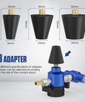 MR CARTOOL coolant vacuum refill tool kit with three black conical adapters and blue valve unit