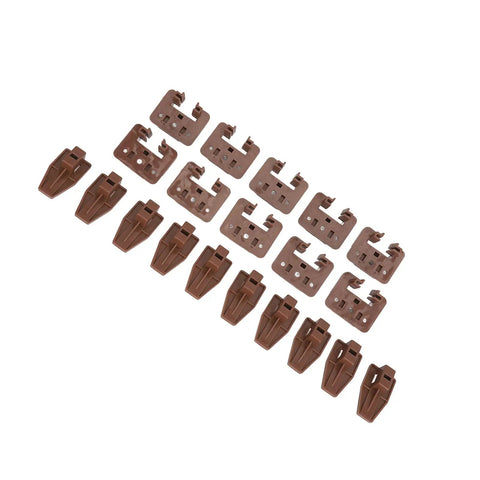 Ten Sets Heavy Duty Plastic Center Mount Drawer Slides With Smooth As Butter Runners Quick Install Hardware For Furniture Restoration Upgrade And Repair Gonna Work Like A Charm, featuring brown plastic glides and clips.