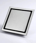 Snap In Invisible Tile Shower Drain for Modern Bathrooms and Kitchens, Brushed Stainless Steel Square Floor Drain Cover with Hair Catcher Strainer, showcasing a sleek 11x11cm design.