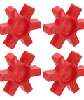 Set of four red urethane L090 jaw coupling inserts for L-jaw couplings.