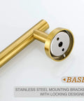 Brushed Gold Bathroom Hardware Set 5-Piece Must Have With 18 Inch Towel Bar And 12 Inch Hand Towel Bar, stainless steel bracket