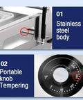 Stainless steel body and portable knob tempering on the Super Cool Commercial Handheld Meat Tray Heat Sealer.