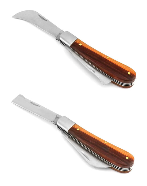 Gardening Grafting Cutter Kit With Two Grafting Tapes for Plant Budding and Fruit Tree Pruning, stainless steel blade, wooden handle