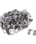 Pile of 100 durable N20 motor mounting brackets made of iron, ideal for 12mm gear motors in toy cars and small robotics projects.