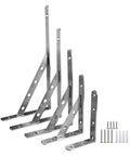 Rock Solid Stainless Steel L Brackets For Shelves Built Tough corner supports in silver, pack of two, heavy-duty with mounting hardware.