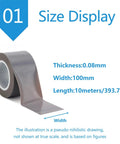 High Temp PTFE Heat Press Tape 100mm wide, 10m long, shows size display for use in sublimation jobs without residue.