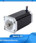 3Nm Beefy Torque Stepper Motor For CNC Machines And Large 3D Printers, 4.2A Current, Smooth Precise Motion, Compatible With Common Stepper Drivers, NEMA 23 Frame For Strong Z Axis Drive And Heavy Axis Movement. NEMA 23 stepper motor with 8 mm shaft and wires