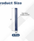 Blue Compression Springs 3 Inch Length For Mechanical Equipment And 3D Printer Accessories With Alloy Steel Build And Durable Coating That Handles Heavy Load Tasks Super Reliable For Molds Plus More size diagram showing 3 inch length and 3/8 inch OD.