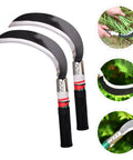 Two Pack Manganese Steel Garden Weeders With Ergonomic Handles Lightweight Manual Weeding Knife Set featured in use