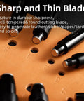 Round Hole Punch Set For Leather, Watch Bands, Belts, And Crafting, Pro Grade Heavy Duty Steel Hollow Punches close-up on leather