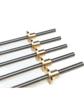 Heavy Duty T8 Lead Screw Kit Featuring Two 8mm Full Thread Rods Spanning Ninety Centimeters Plus Sturdy Brass Nuts in close-up view.