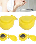 4 Pack Eye Wash Spray Heads Replacement Nozzles For Eyewash Stations, yellow caps open and closed view, 304 Stainless Steel