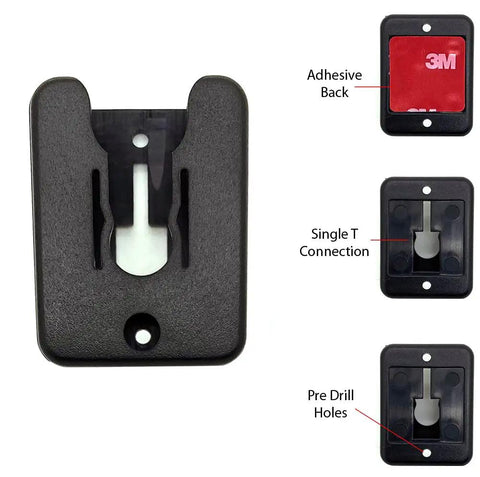 Universal CB Radio Microphone Holder Mount With Adhesive Backing And Pre Drill Holes For Quick No Fuss Install Includes T Tab Clip