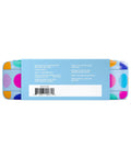 Welly first aid kit tin, side view with blue label and multicolor polka-dot sides.