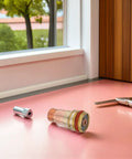 Heavy Duty KJHBV Tig Welding Glass Nozzle With Copper Gas Lens And Washer Ring For Wp-17 18 26 Torch Tips on pink surface.