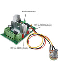 12V DC Worm Gear Motor With CW CCW Rotation, Workhorse Build, Heavy Duty Zinc Alloy Shell, Stainless Steel Shaft, High Temperature And Abrasion Resistant Gearbox Drive For DIY Projects, Robotics, Small Machinery, And Gearbox Applications. Motor control board with potentiometer and wires