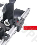 No Sweat Manual Box Folding Tool With Reinforced Aluminum Frame And Quick Slide Adjustment showing adjustable slider mechanism.