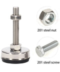Stainless Steel 85mm Adjustable Leveling Feet With M16 Threaded Shaft, Heavy-Duty Rubber Damping Pad For Industrial Machinery