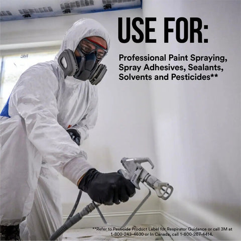 Person using Go-To Paint Project Reusable Respirator 6502QL With Quick Latch And Cool Flow Valve P95 Filters in professional spray painting.