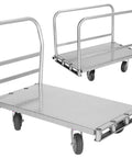 Built Like A Tank Steel Panel Utility Cart With Three Secure Side Panels And Four Smooth Swivel Casters, showing 24x36 inch platform.